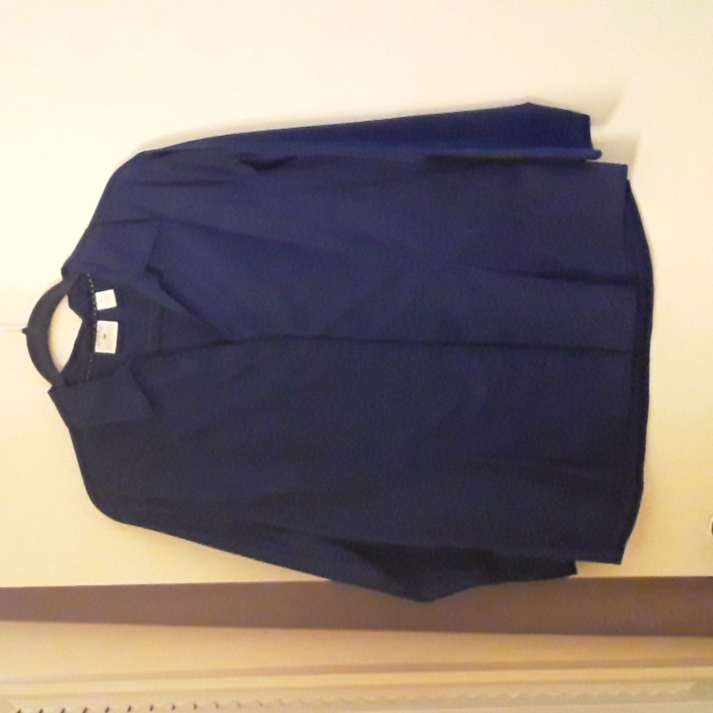 Dark Blue Stretchy Hidden Button Shirt - Picture 7 of 7